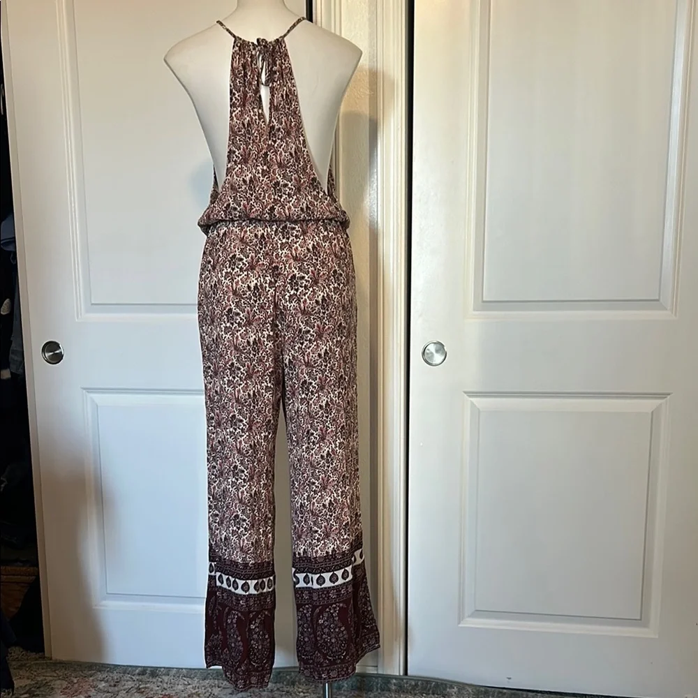 American Eagle Outfitters Brown and White Boho Jumpsuit